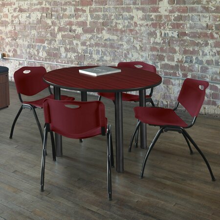 KEE Round Tables > Breakroom Tables > Kee Round Table & Chair Sets, 36 W, 36 L, 29 H, Mahogany TB36RNDMHBPBK47BY